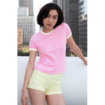 T-shirt Poly- Cotton Ringer Donna - American Apparel 